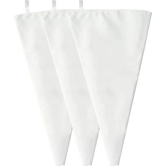 3 Pack Reusable Piping Bags, 18 Inch Cloth Pastry Bags Cake Decorating Bags Icing Piping Bag Hangable Frosting Piping Bags(White)