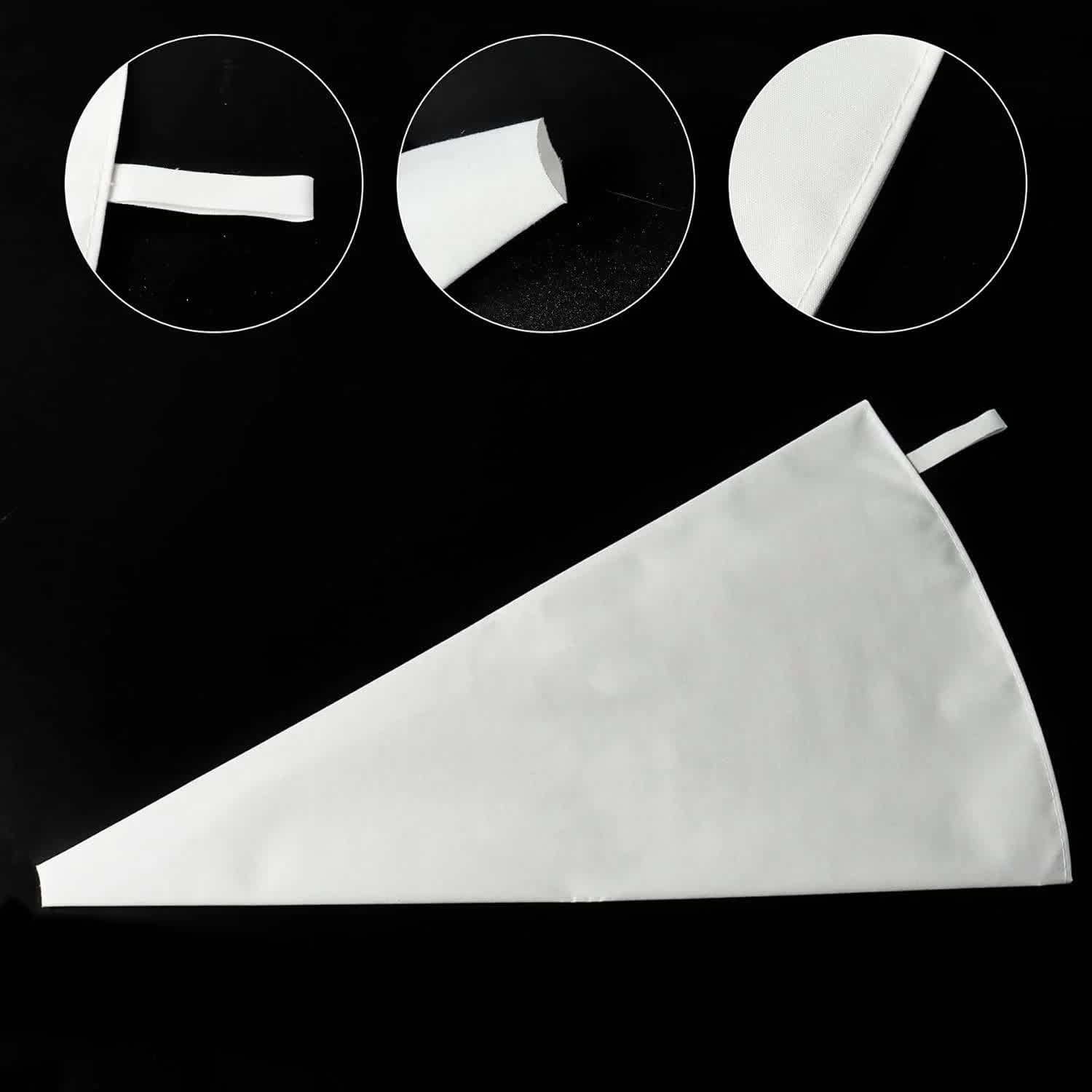 3 Pack Reusable Piping Bags, 18 Inch Cloth Pastry Bags Cake Decorating Bags Icing Piping Bag Hangable Frosting Piping Bags(White)