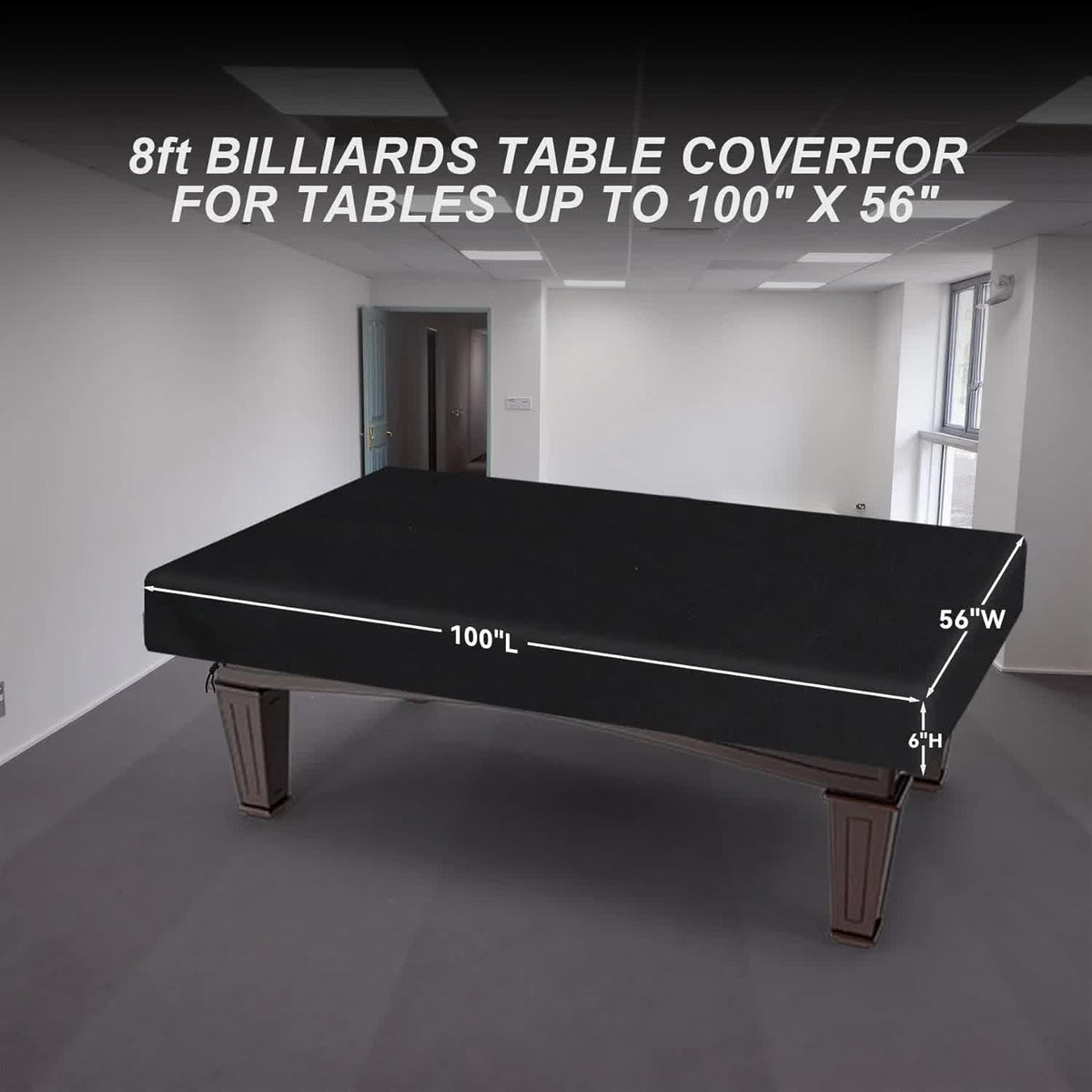 8 Feet Pool Table Cover, Waterproof & Dustproof 420D Oxford Cloth Billiard Pool Table Cover for Pool Table 8FT Fitted(Black)