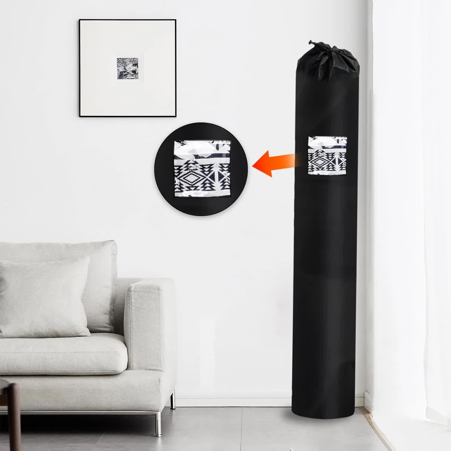 Jumbo Rug Storage Bag with PVC Transparent Window, Large Drawstring Carpet Bag for Rugs up to 9×12 Ft, Rug Shipping Bags for Rug Moving Storage(24 x 130 Inch)