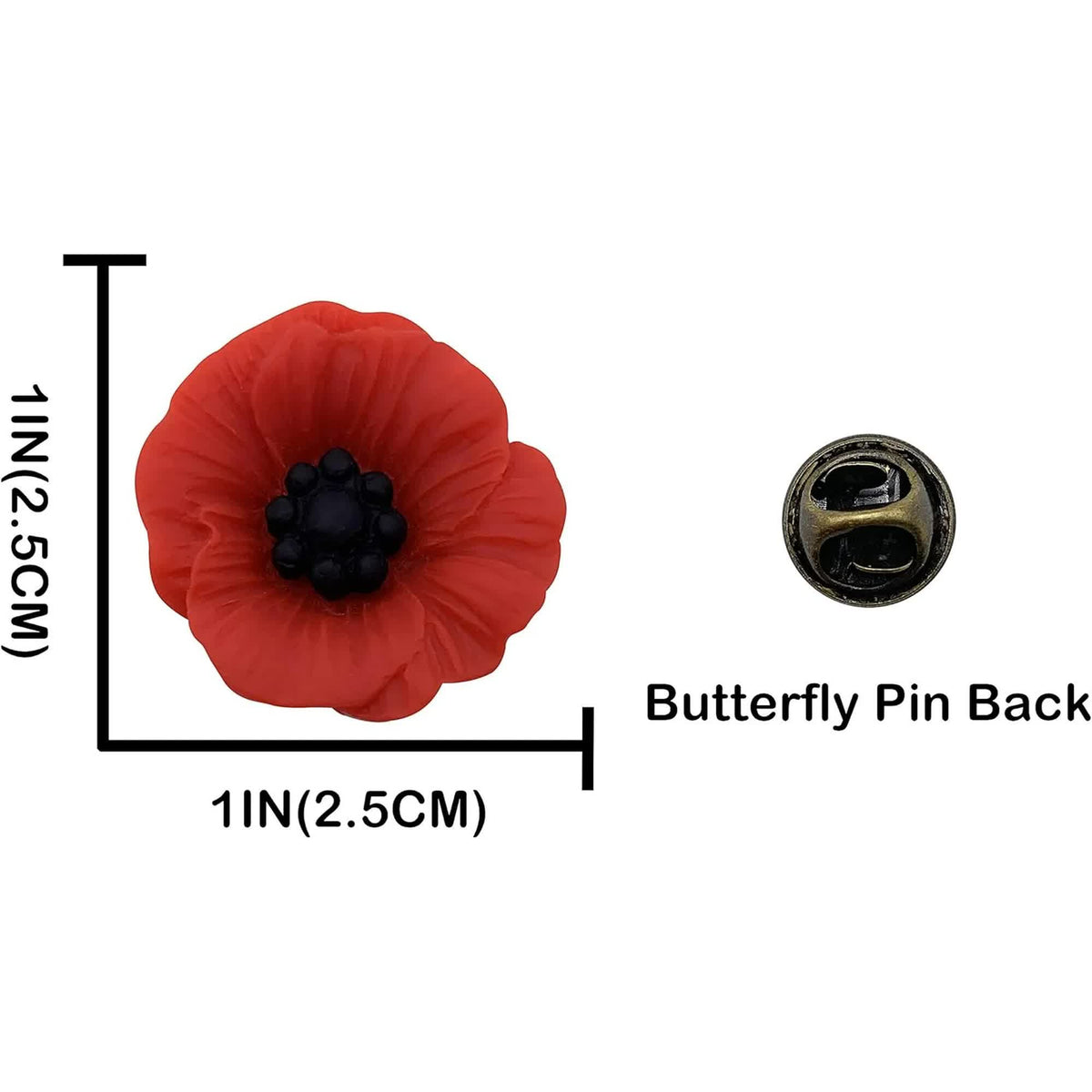 Poppy Brooch Veretrans Gifts Lest We Forget Resin Poppy Lapel Flower Pin for Women Flowers Broaches(4 PCS)