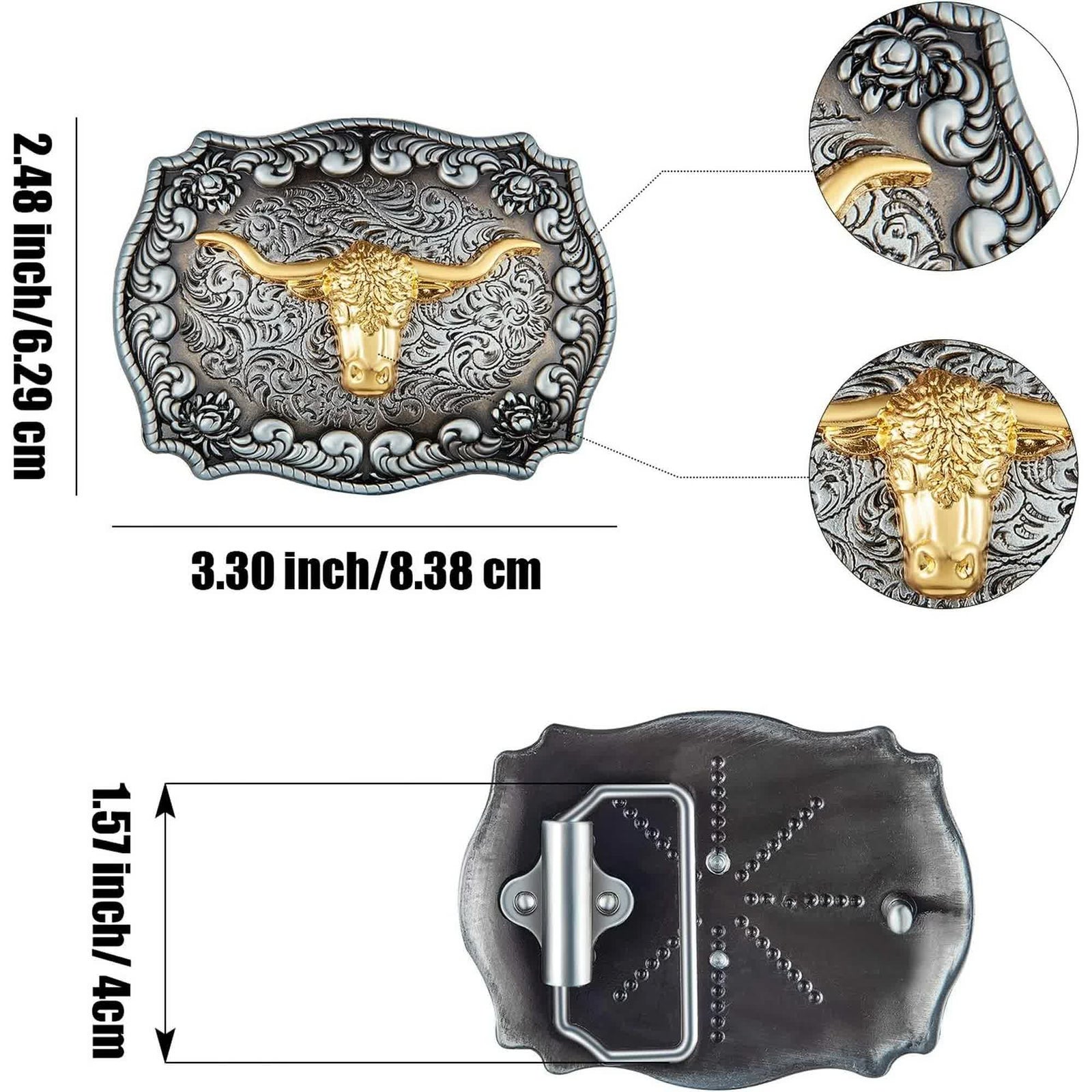 2 Pieces Longhorn Bull Eagle Letter J Belt Buckle Cowboy Belt Buckle Western Rodeo Bull Buckle for Men
