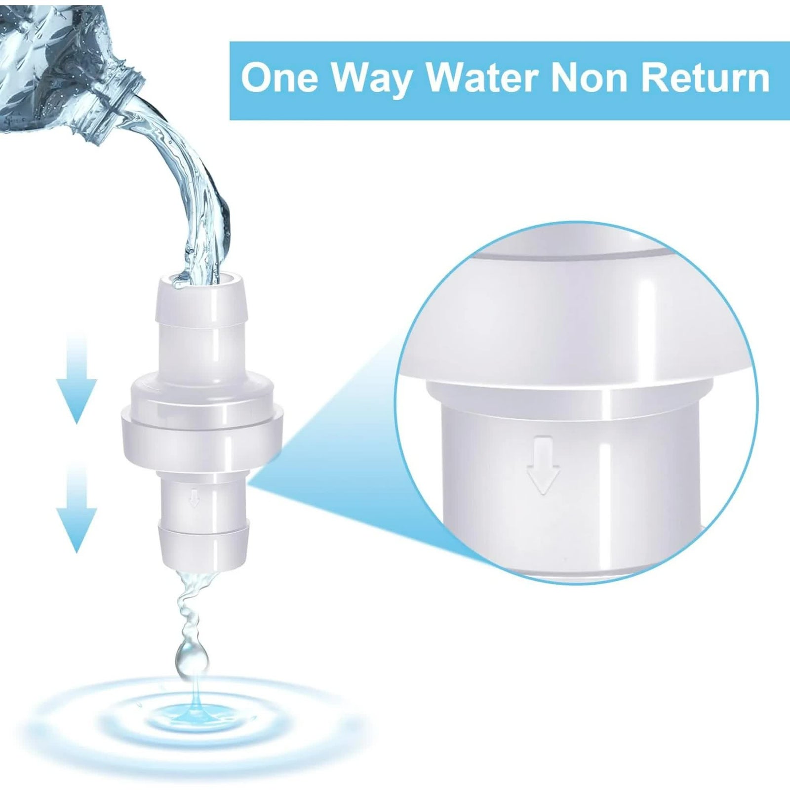 6 Pack One Way Check Valves, 1/2" (12mm) Hose Barb Non Return Ozone Resistance Plastic Valve Pump for Fuel Oil Water Air Gas