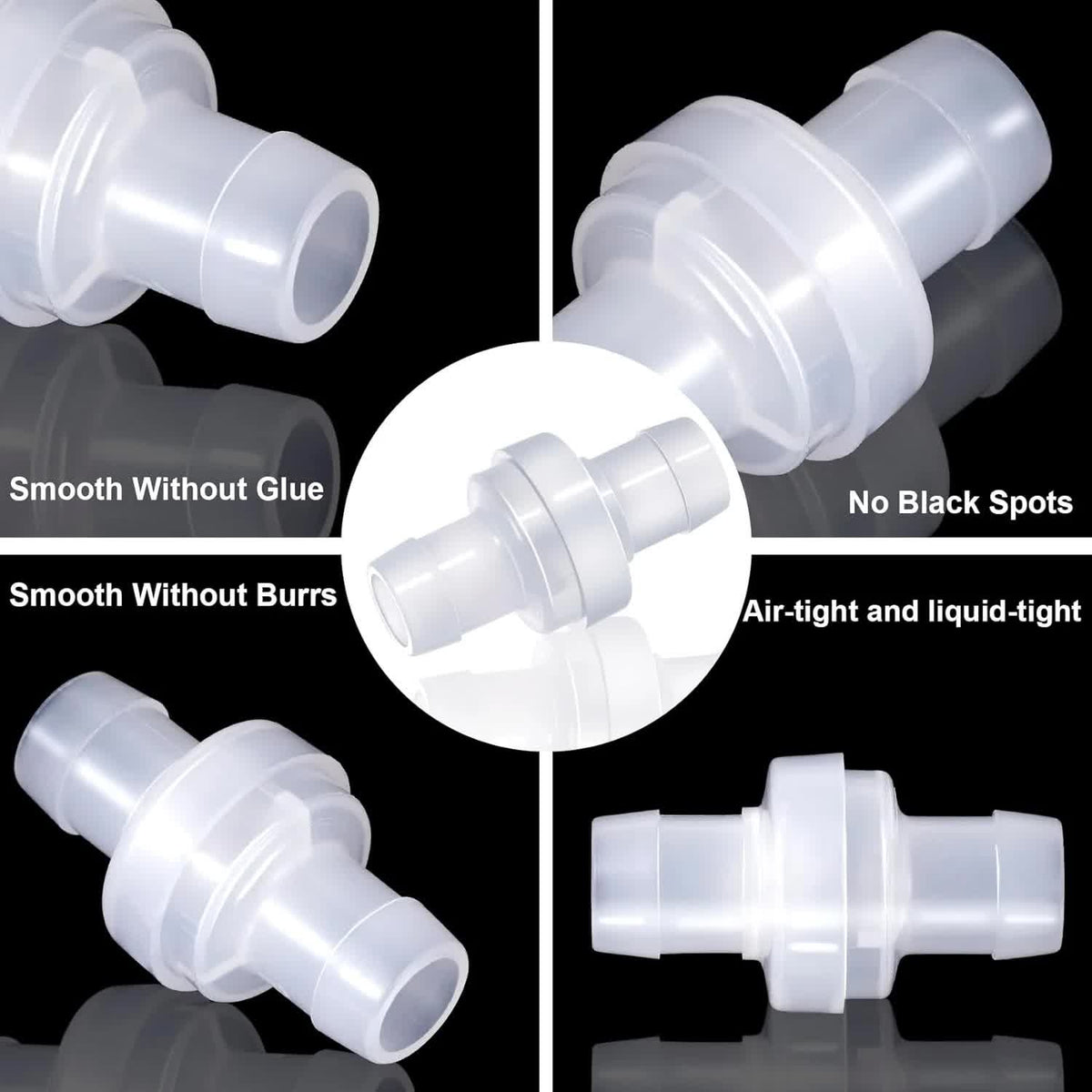 6 Pack One Way Check Valves, 1/2" (12mm) Hose Barb Non Return Ozone Resistance Plastic Valve Pump for Fuel Oil Water Air Gas