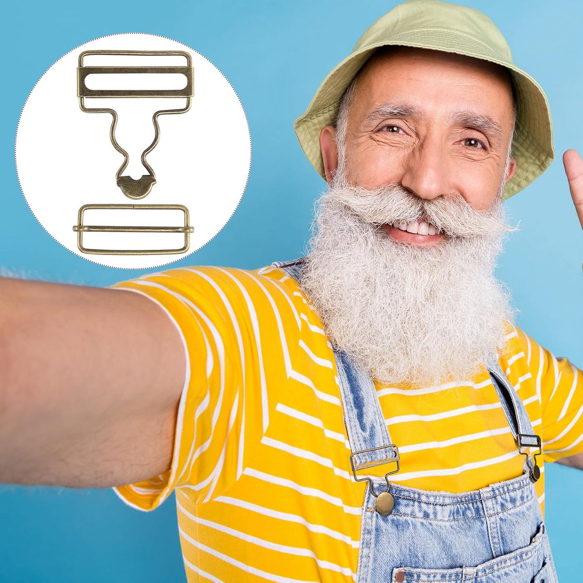 14 Sets Metal Overall Buckles, 1-1/2" Dungaree Replacement Clasp Clips with Adjustable Slide Buckle Buttons for Suspender Jeans Bib Pants DIY Sewing Accessories, Bronze