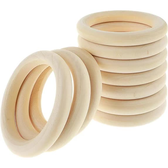 10 Pcs Unfinished Natural Wooden Rings for Crafts 70mm/3 Inch Wooden Rings Macrame Wooden Rings Without Paint for Crafts DIY Pendant Connectors Jewelry Making Macrame Supplies