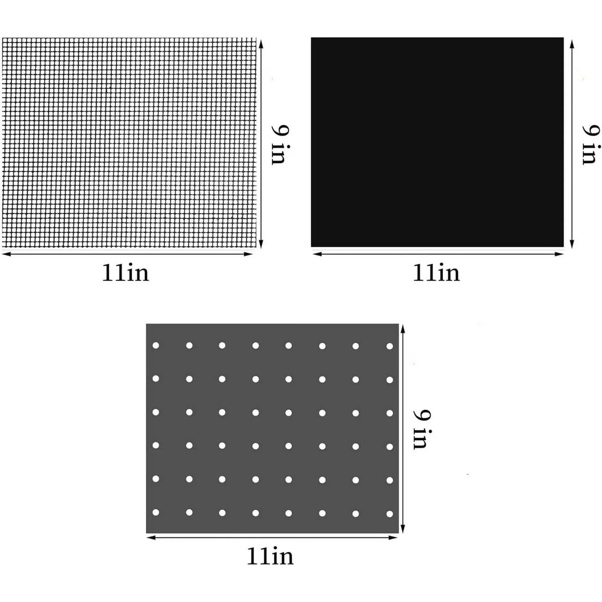 Reusable Liners for Toaster Oven Air Fryer 9 x 11 Accessories Compatible with Breville, Black & Decker, Cuisinart, Emeril Lagasse + More, Perforated Non-Stick Mats for Baking,Cooking,Oven Rack