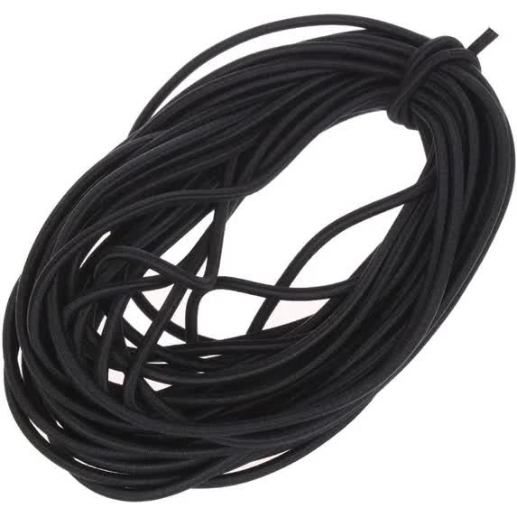 1/8-Inch (3mm) Black Heavy Stretch Round String Elastic Cord (Cut of 10 Yards)