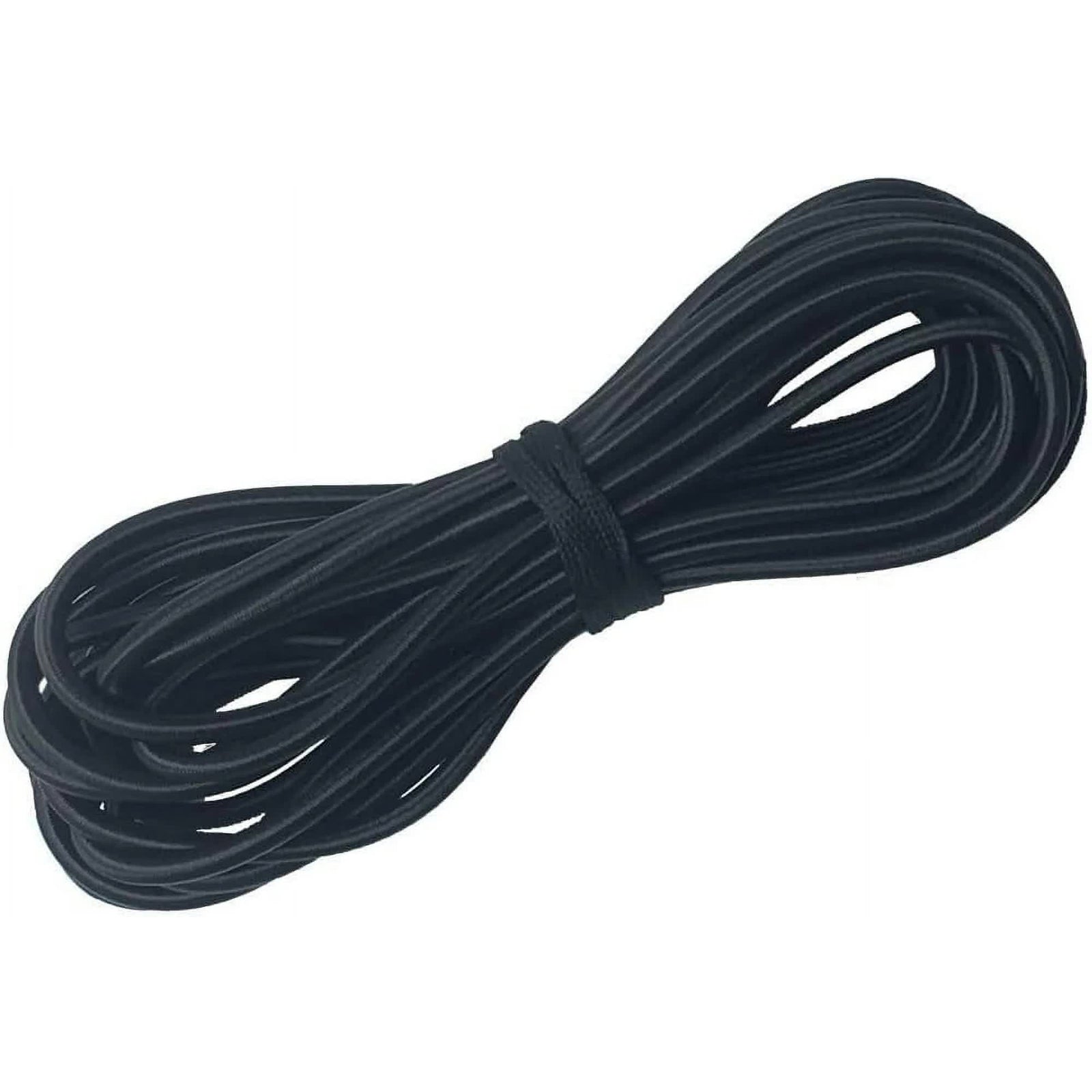 1/8-Inch (3mm) Black Heavy Stretch Round String Elastic Cord (Cut of 10 Yards)