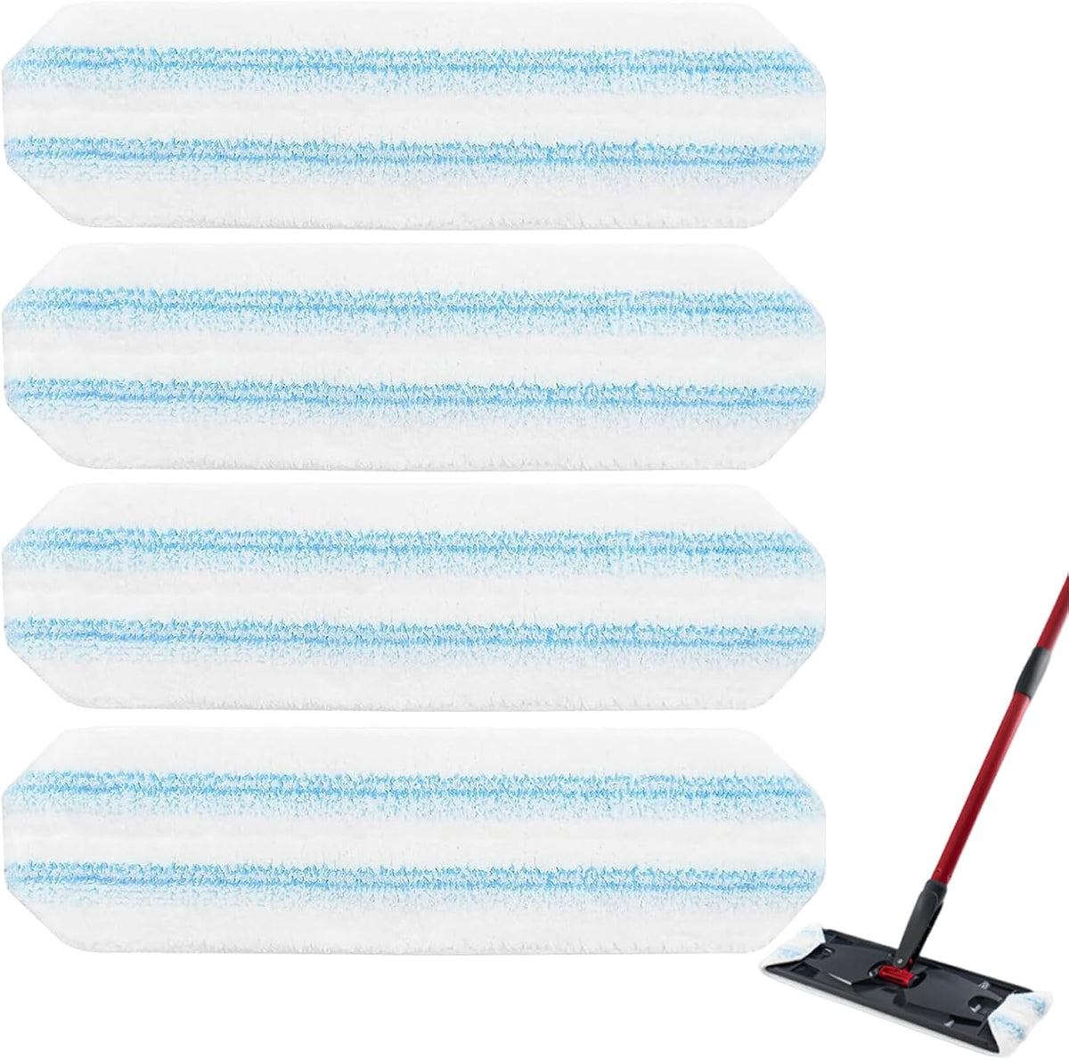 4-Pack Replacement Mop Pads for O-Cedar H2pro Flat Mop System &amp; Vileda | O'Cedar H2 Pro Microfiber Mop Heads Replacements | Washable Reusable Refills | Safe on Wood, Tile, Vinyl Floors