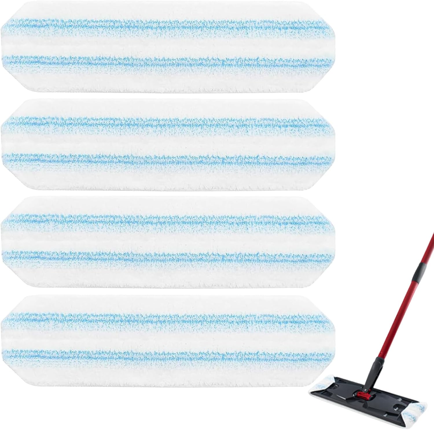 4-Pack Replacement Mop Pads for O-Cedar H2pro Flat Mop System & Vileda | O'Cedar H2 Pro Microfiber Mop Heads Replacements | Washable Reusable Refills | Safe on Wood, Tile, Vinyl Floors