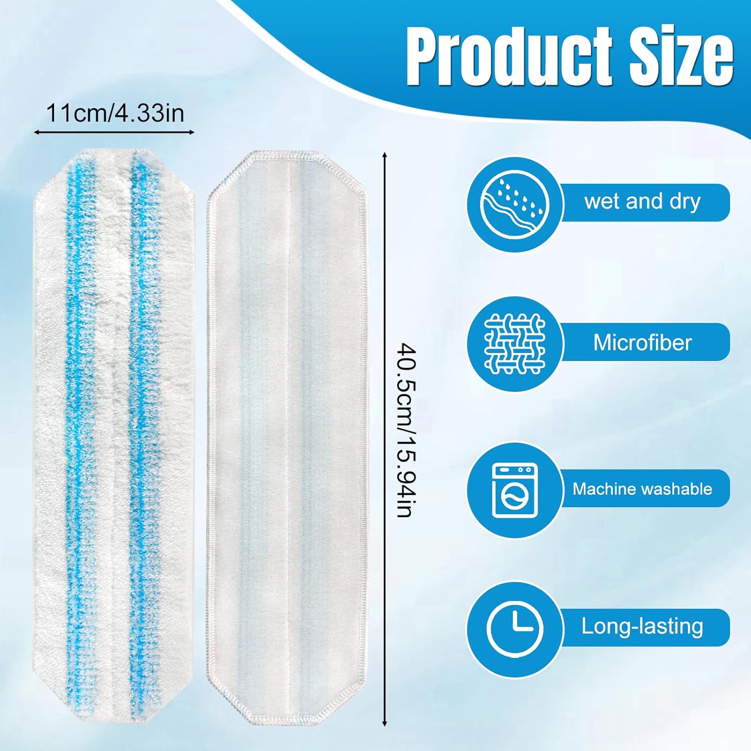 4-Pack Replacement Mop Pads for O-Cedar H2pro Flat Mop System & Vileda | O'Cedar H2 Pro Microfiber Mop Heads Replacements | Washable Reusable Refills | Safe on Wood, Tile, Vinyl Floors