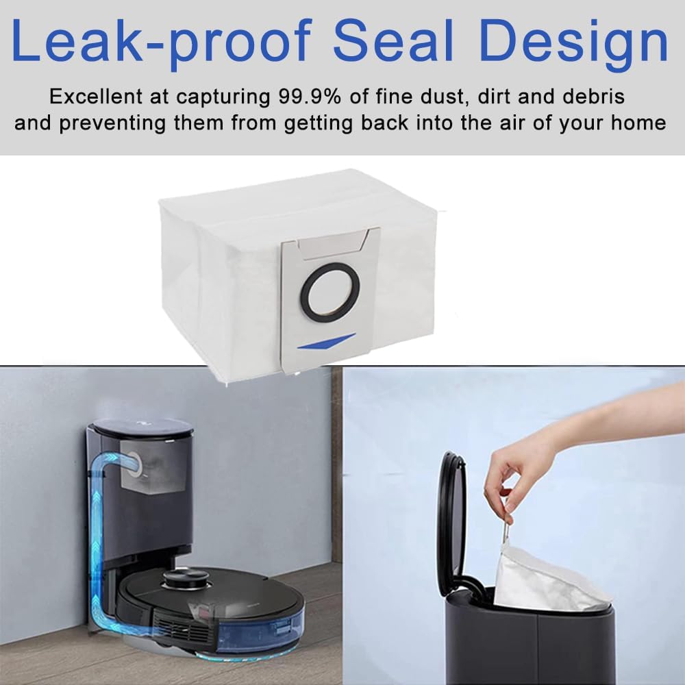 Dust Bags Spare Part for Ecovacs Deebot X1 X1 Plus T10 T10 Plus Robot Vacuum Cleaner Replacement Dust Garbage Bag Accessories (6 Pcs)