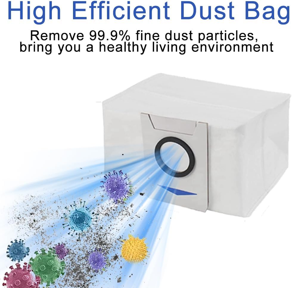 Dust Bags Spare Part for Ecovacs Deebot X1 X1 Plus T10 T10 Plus Robot Vacuum Cleaner Replacement Dust Garbage Bag Accessories (6 Pcs)