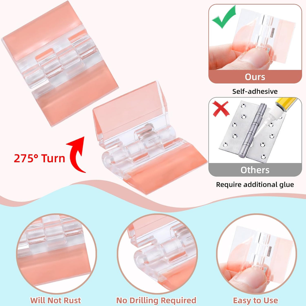 24Pcs Acrylic Small Hinges, 1.4x1 inch Clear Self-Adhesive Hinges, Folding Hinge Tool for Cabinet Drawer Furniture Display Stand DIY Crafts (35x25 mm)
