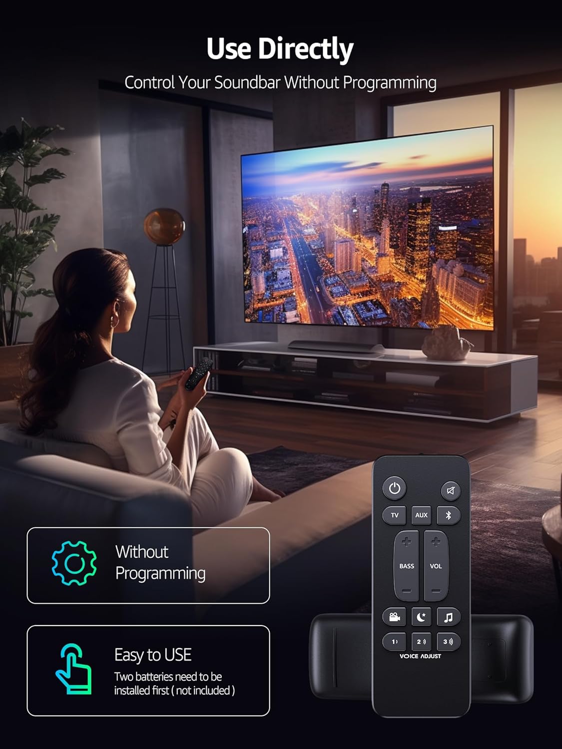 Universal Soundbar Remote Control Replacement for Polk Audio Signa S1, S2, S3, S4 Ultra-Slim Sound Bar, RE6214-1 RE62141