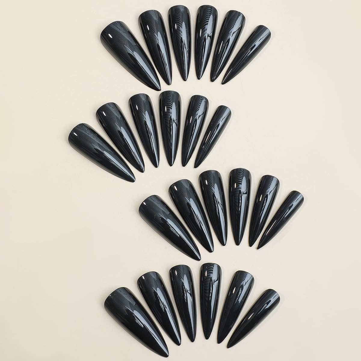 Stiletto Shape Press on Nails Long Length Black Nails Press on Fake Nails Long Almond Artificial Nails Claw Nails for Women and Girls  black  0.04 Fl Oz (Pack of 24)