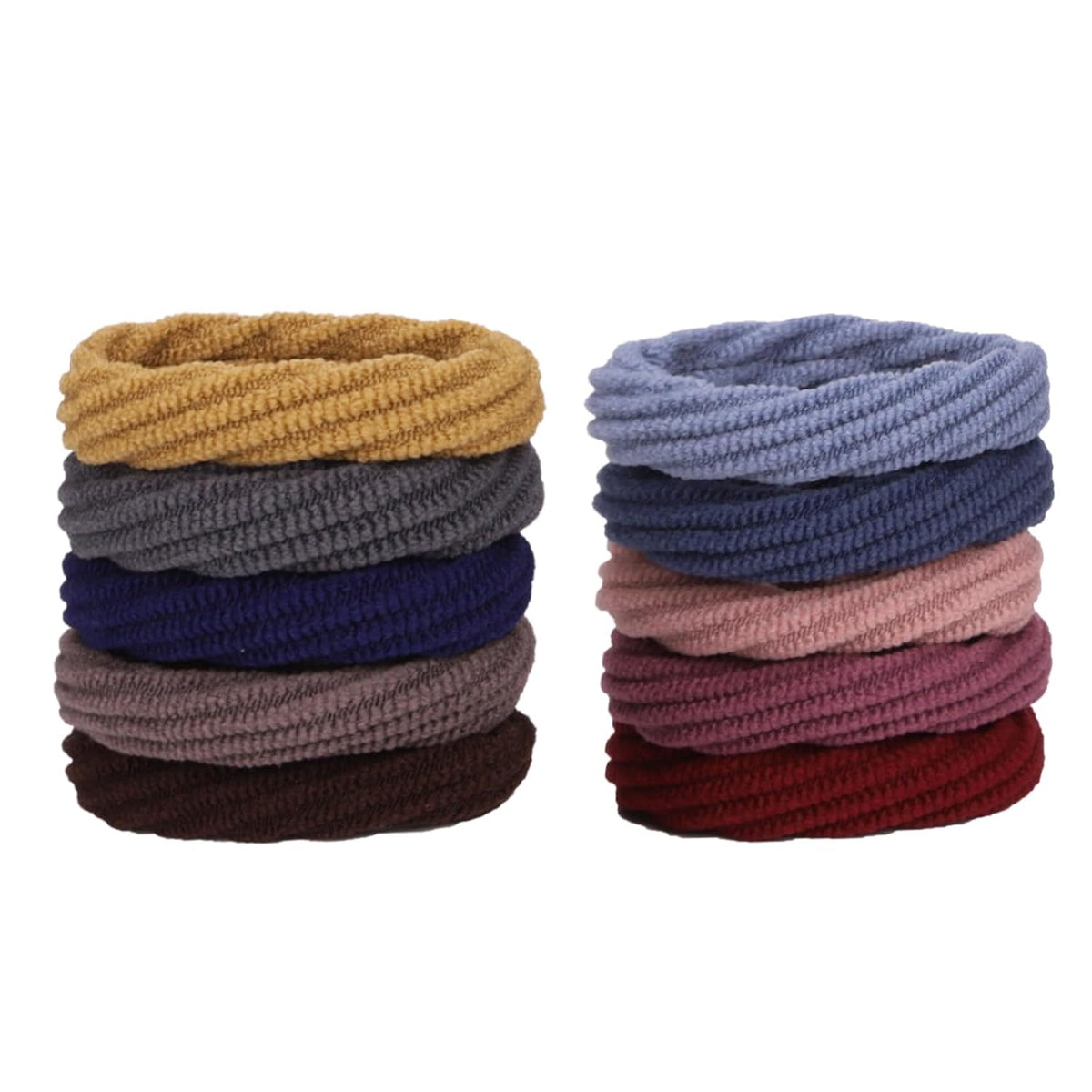 10 Pieces Thick Hair Ties Seamless Elastic Hair Ties for Women, Girls Hair Accessories Colorful Ponytail Holders with Pattern Texture No Crease Soft Hair Bands for Thick Thin and Curly Hair 10 Styles
