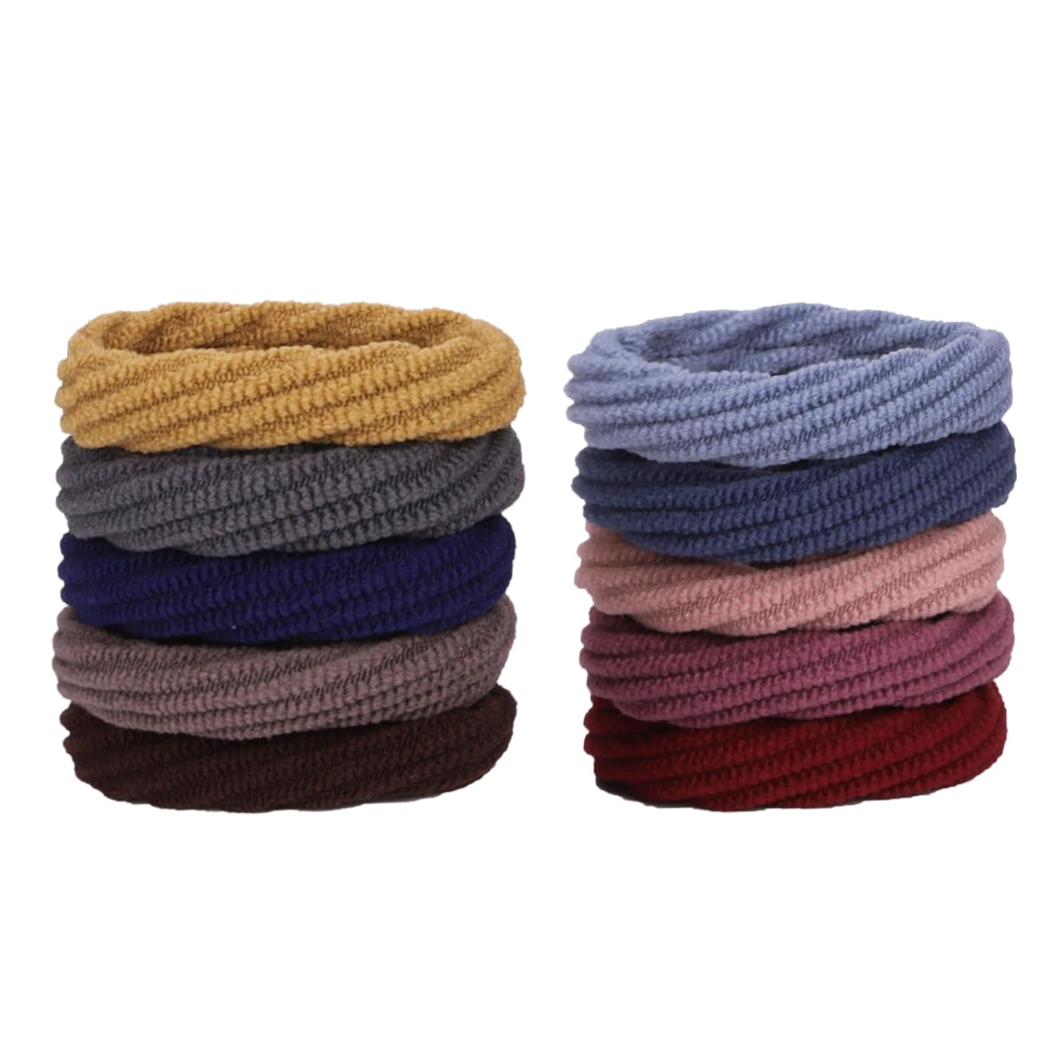 10 Pieces Thick Hair Ties Seamless Elastic Hair Ties for Women, Girls Hair Accessories Colorful Ponytail Holders with Pattern Texture No Crease Soft Hair Bands for Thick Thin and Curly Hair 10 Styles