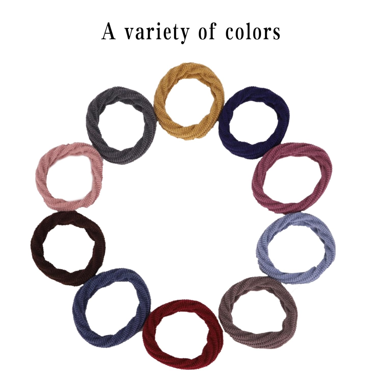 10 Pieces Thick Hair Ties Seamless Elastic Hair Ties for Women, Girls Hair Accessories Colorful Ponytail Holders with Pattern Texture No Crease Soft Hair Bands for Thick Thin and Curly Hair 10 Styles