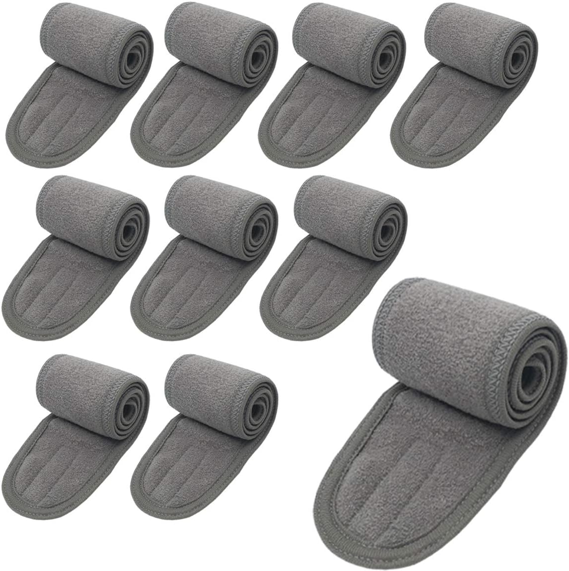 Spa Headband Facial Headbands Makeup Hair Band Washing Face Thick Terry Cloth Head Band for Yoga Sport Shower Adjustable Length Elastic Stretch (10 Pack)