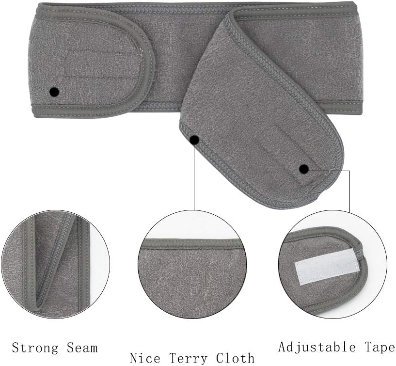 Spa Headband Facial Headbands Makeup Hair Band Washing Face Thick Terry Cloth Head Band for Yoga Sport Shower Adjustable Length Elastic Stretch (10 Pack)
