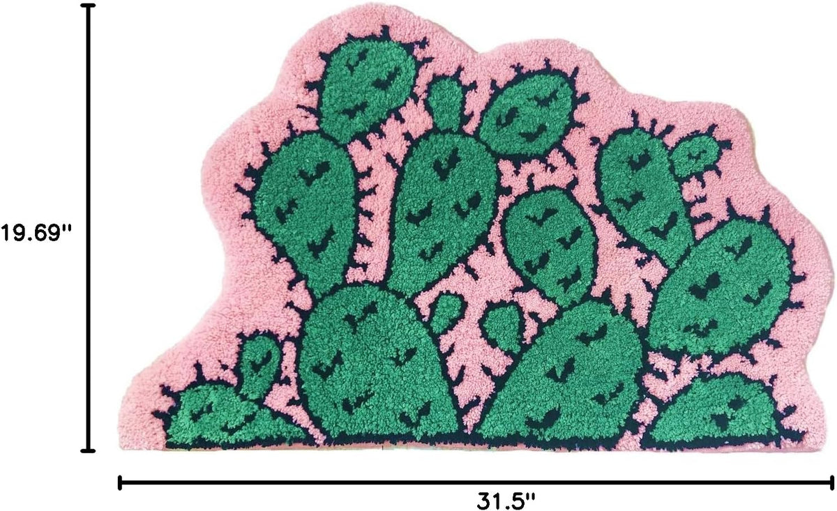 Monstera Leaf Non Slip Soft Kids Playmat Nursery Door Mat Area Rugs Luxury Plush Kids Game Play Carpet Bathroom Rugs Bathmat Shower Decor (Cactus)