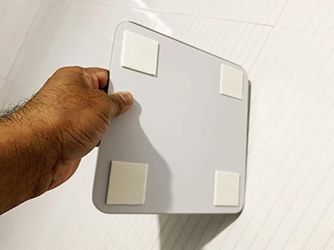 Glass Square Bathroom Wall Hanging Mirror with Two Side Tapes (Multicolour, 20x20 cm, 7 7/8x7 7/8 Inch), Unframed