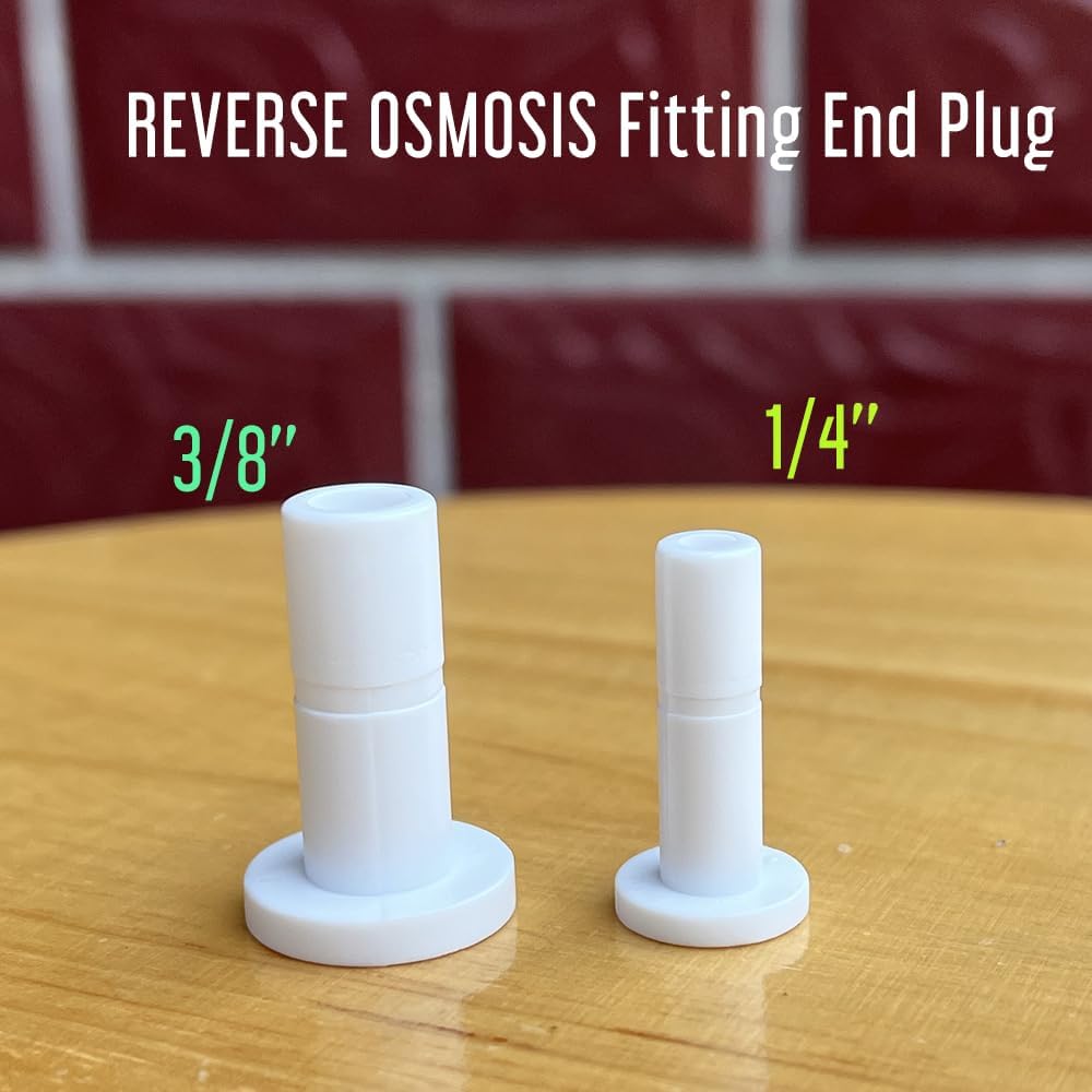 2 Size 1/4'' and 3/8'' Plug End Cap for RO System Reverse Osmosis Water Line Fittings Quick Connect Fitting Prevent Leak (Fits 1/4“ and 3/8'' both in 10 Piece), White, ROPF-W101438