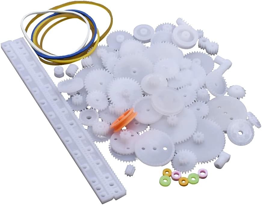 75pcs Mixed Plastic Gearbox Rack Pulley Belt Worm Gear Single &amp; Double-Gear 8-56 Teeth DIY Tool for Robot Repair &amp; Toy Car DIY Kit