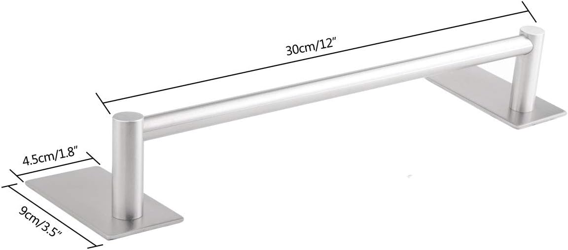 Bathroom Towel Bar Towel Holder, Strong 3M Self Adhesive Hand Towel Holder,Wall Mounted Stainless Steel Towel Rack for Bathroom,Kitchen Dish Cloths Hanger,Brushed Nickel (12'')
