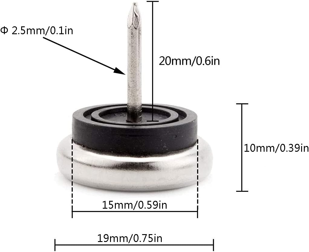 20pcs Round Heavy Duty Furniture Pads, Nail On Furniture Sliders Hardwood Floor Protectors Metal Nail On Glides for Chair Table Desk Cabinet Sofa Couch Leg Feet Non Slip Glides (Dia 19mm)