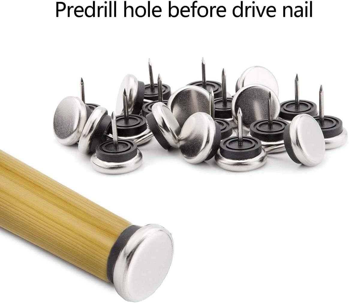 20pcs Round Heavy Duty Furniture Pads, Nail On Furniture Sliders Hardwood Floor Protectors Metal Nail On Glides for Chair Table Desk Cabinet Sofa Couch Leg Feet Non Slip Glides (Dia 19mm)