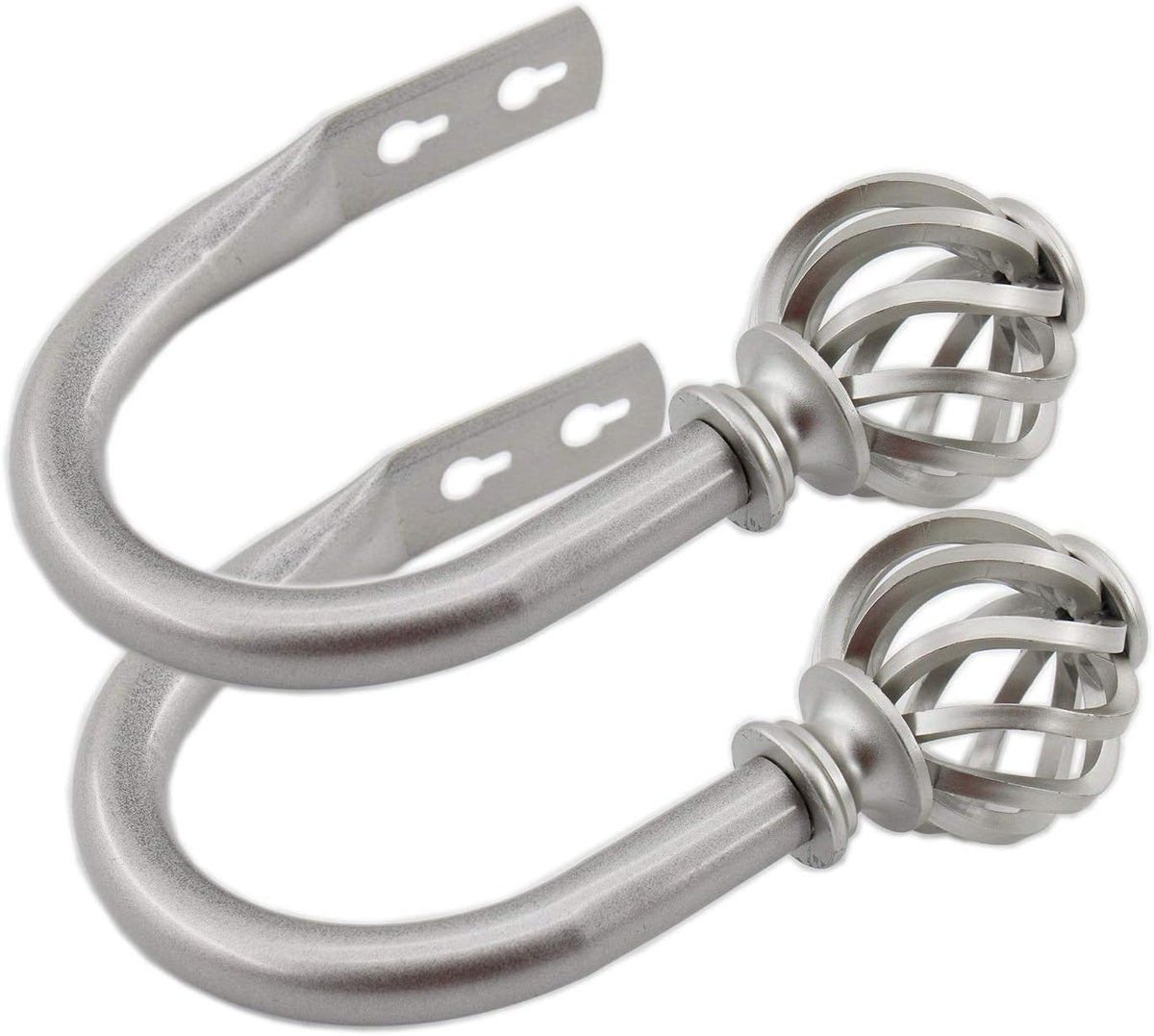 2 Pack Curtain Holdbacks, U Shaped Wall Mounted Curtain Tieback Hooks Drapery Tiebacks Decorative Curtain Hooks Window Treatment Holdbacks Hardware for Home Decor (Silver)