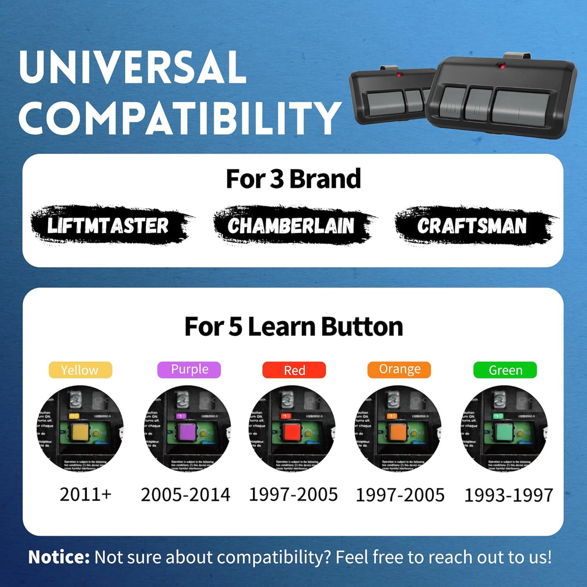 2 for Chamberlain LiftMaster Craftsman Garage Door Opener Remote 893LM 893Max 971LM Universal  Black   M-2 Packs   Black   M-2 Packs