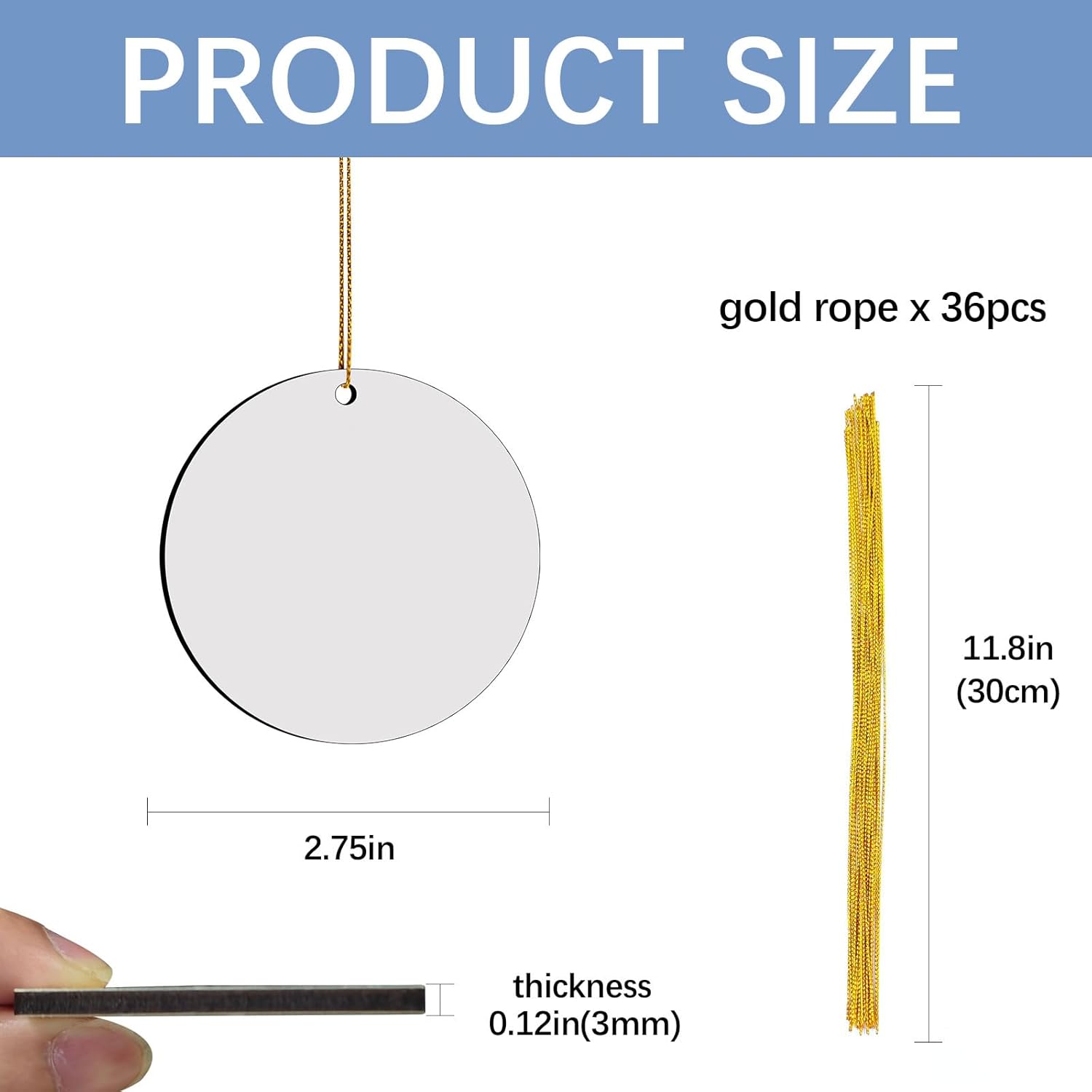 32 Pcs Round Sublimation Ornament Blanks, MDF Double Sided Sublimation Christmas Ornaments Blanks for Christmas Tree Decor DIY Crafts