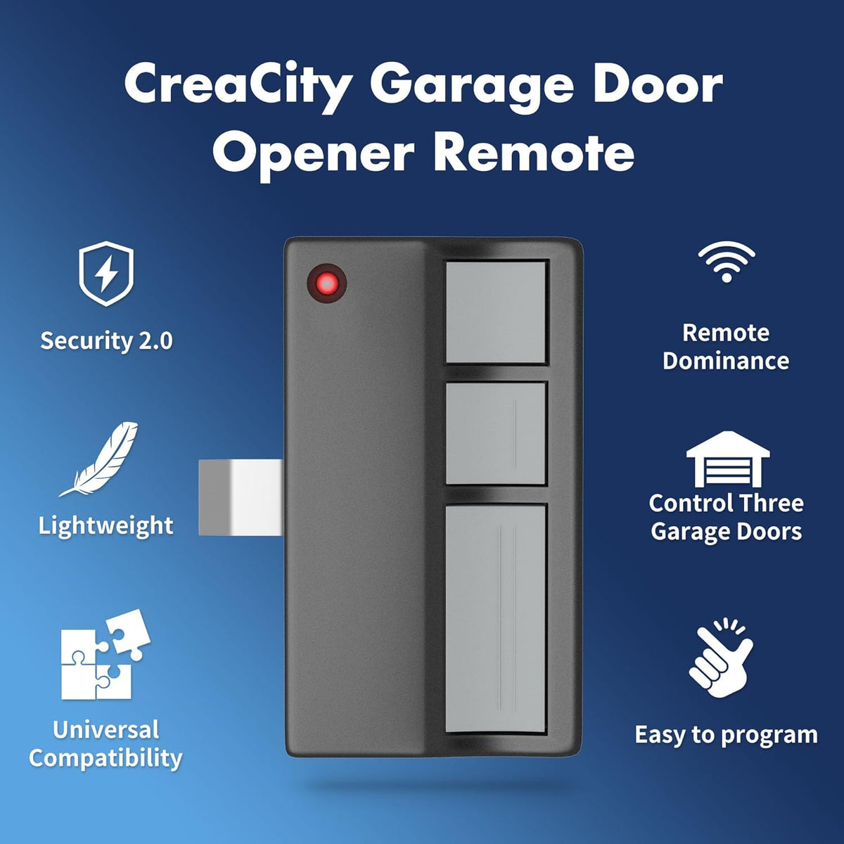 2 for Chamberlain LiftMaster Craftsman Garage Door Opener Remote 373LM 371LM 973LM 971LM Universal Black  Black
