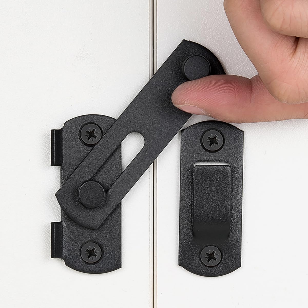 2 Packs Barn Door Latches，2.75” x 2.02” Matte Black Stainless Steel barn gate flip Door Latch Bi-fold Door Lock,Sliding Door Antique Lock Gate Latches Wine Cabinet Closet Door Latches  Small_Matte