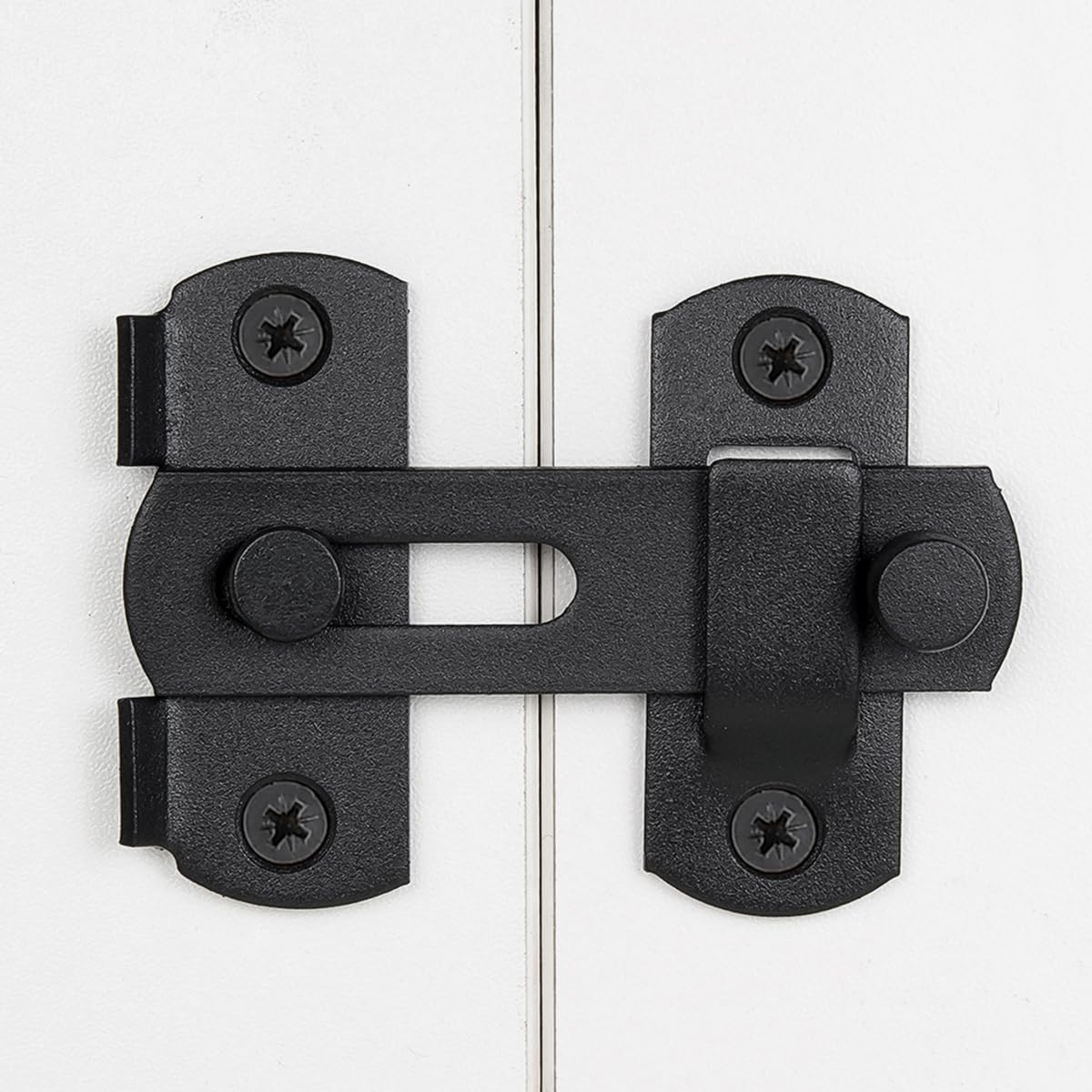 2 Packs Barn Door Latches，2.75” x 2.02” Matte Black Stainless Steel barn gate flip Door Latch Bi-fold Door Lock,Sliding Door Antique Lock Gate Latches Wine Cabinet Closet Door Latches  Small_Matte