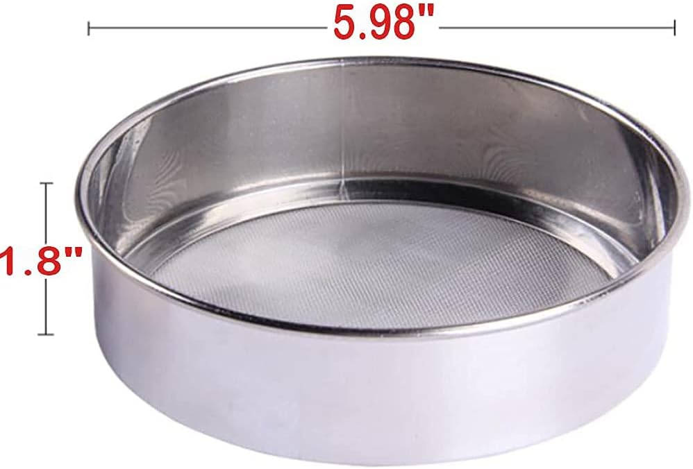6 Inch Small Tamis, 18/8 60 Mini Fine Mesh Flour Sieve Flour Sifter Round Stainless Steel Flour Sieve