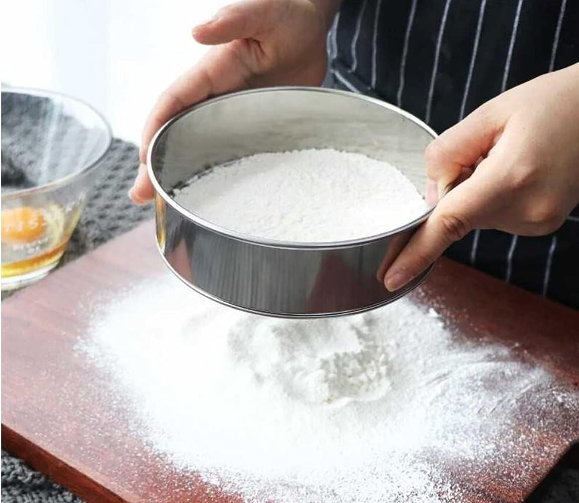 6 Inch Small Tamis, 18/8 60 Mini Fine Mesh Flour Sieve Flour Sifter Round Stainless Steel Flour Sieve