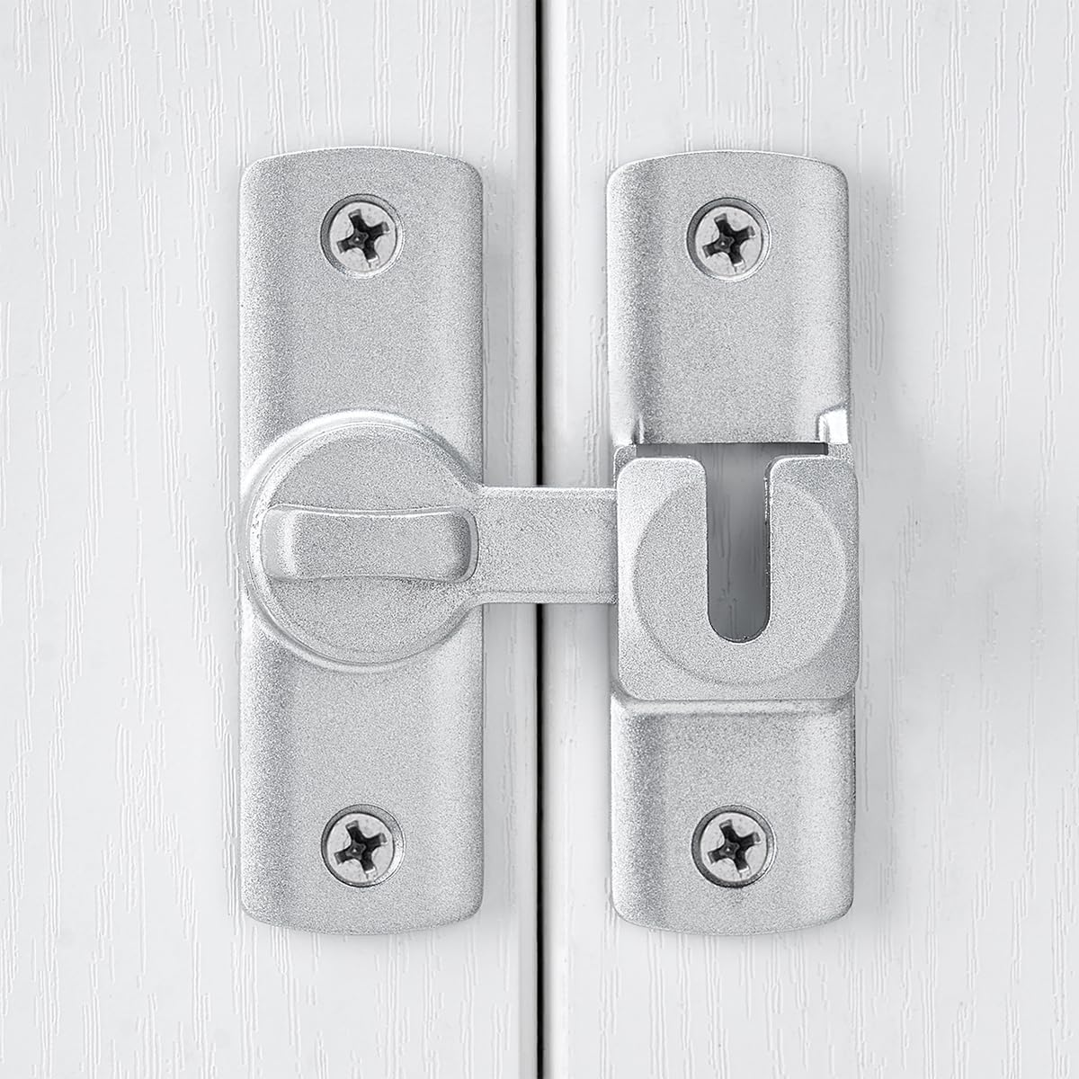 Silvery Barn Door Latches,90/180 Degree Gate Lock,Aluminum Alloy Right Angle Door Lock Latch,Flip Gate Latches Hardware,Door Security Sliding Door Latch Lock fo Cabinets,Barn Door,Bathroom  Silvery