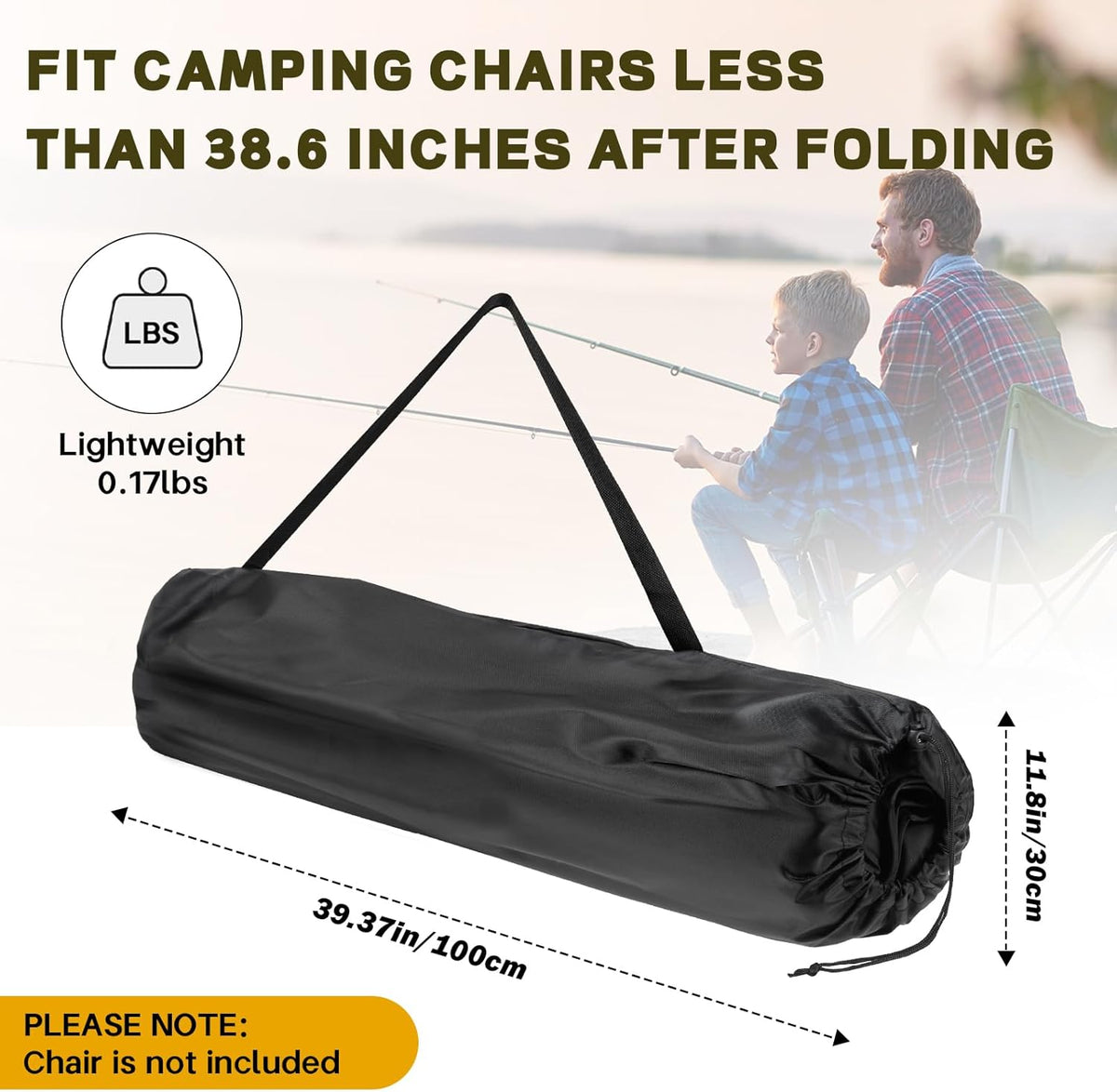 Camping Chair Replacement Bag for Coleman Portable Folding Chair Carry Bag with Shoulder Strap, Protective Carrying Chair Bag for Travel Outdoor Camping Sports, Black (Chair is Not Included)