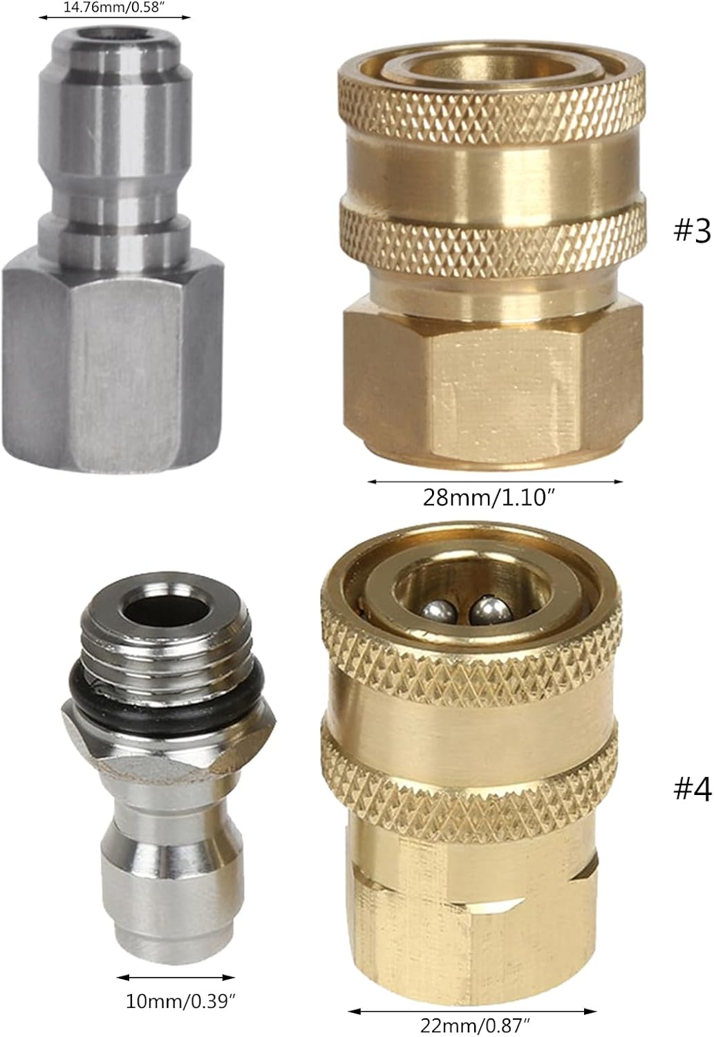 2 Pcs Pressure Washer Adapter 3/8 1/4 Inch Quick Connect Fittings Stainless Steel Pressure Washer Fittings Easy To Use Garden Hose To Pressure Washer Adapter 3/8 1/4 Quick Connect Converter