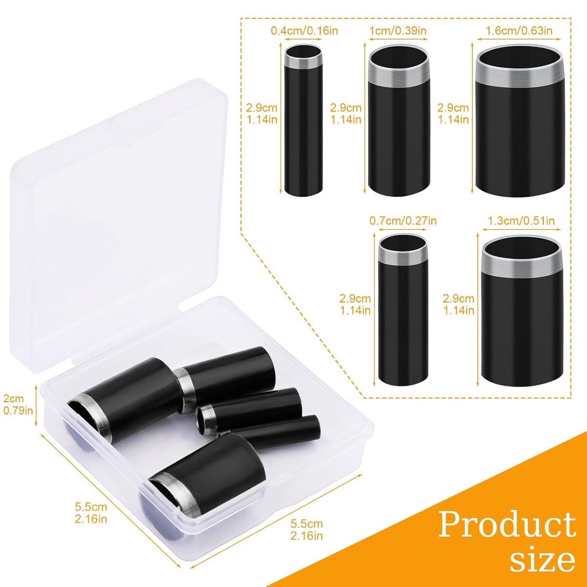 5 Sizes Round Hole Punch, Hollow Punch Cutter Tool Set with Storage Case, Leather Craft Tools Kit for Handmade DIY Craft Hole Punch Black  5 pcs  Black  5 pcs