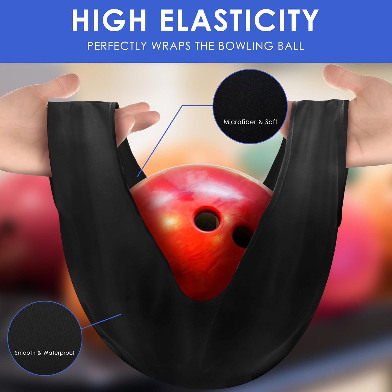 3 Pack 10"x 8" Bowling Shammy Pad with EZ Grip Dots, Bowling Ball Towel Microfiber Bowlings Seesaw Bag, Non-Slip Bow ling Polishers Bag Bow ling Cleaner Towel for Cleaning Dirt/Oil