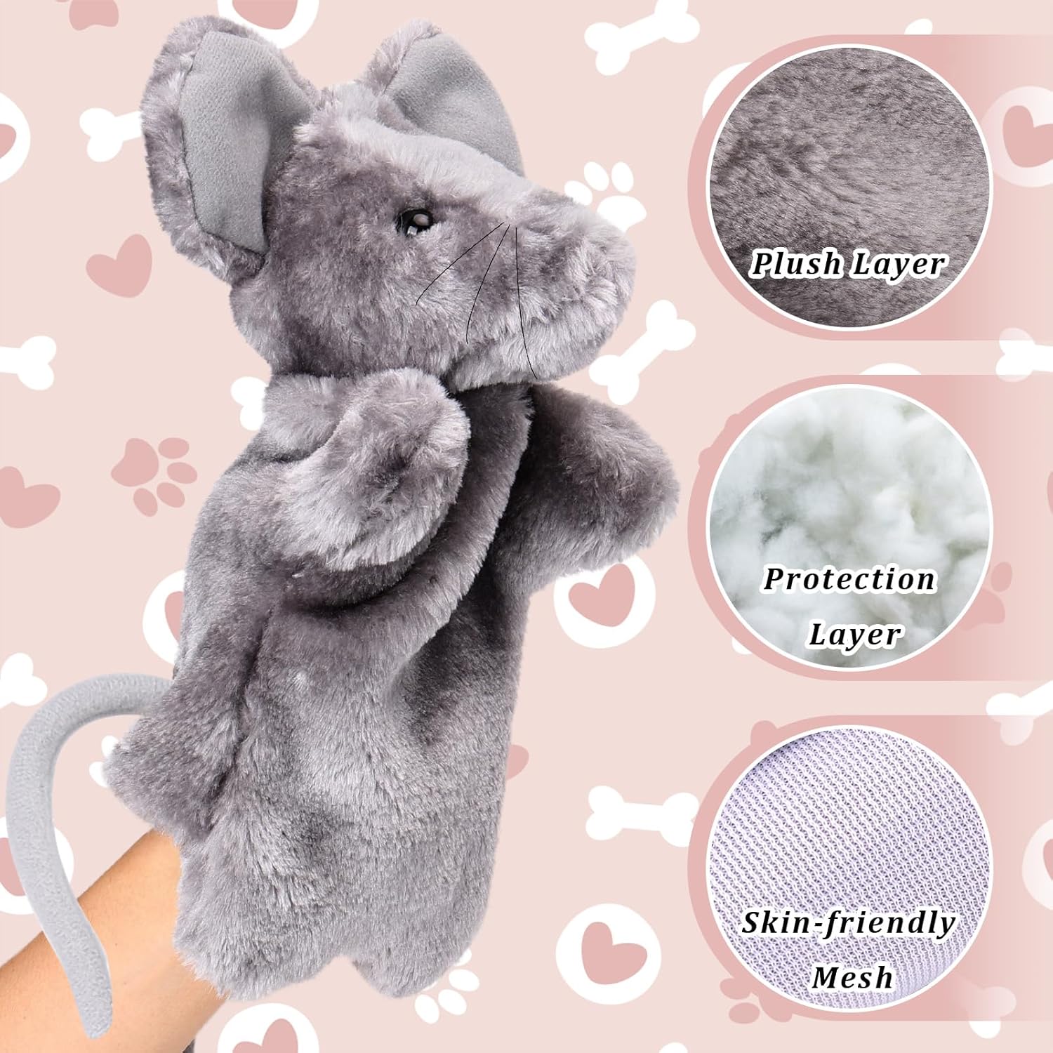 Cat Wrestling Toy Puppet, Mouse Puppets Enrichment Toys for Bored Indoor Cats, Safe Wrestling Glove Hand Interactive Cat Toys (Mouse)  Mouse    Mouse