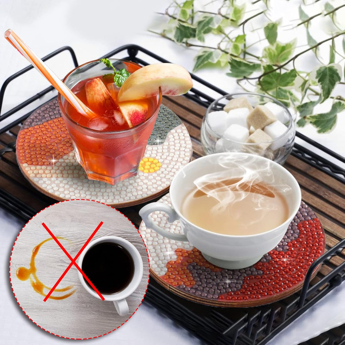 8Pcs Abstract Diamond Art Coasters, DIY Boho Small Diamond Art Kits for Adults Kids, Diamond Art Accessories for House Decor  Abstract    Abstract