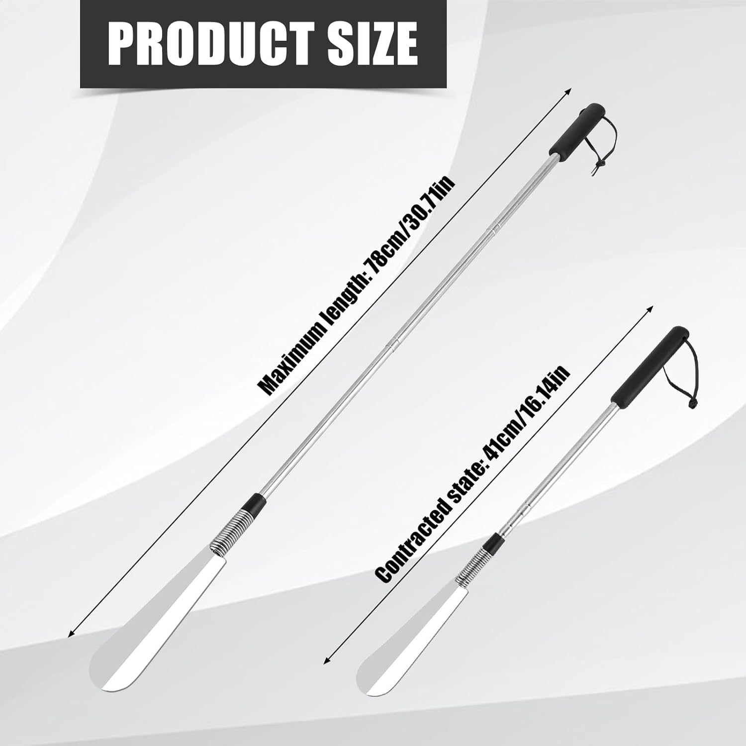Extendable Shoe Horn, Premium Stainless Steel Adjustable Handle Shoe Lifter with Long Handle Shoehorn Telescopic Travel Shoe Helper Shoe Aid Tools for Women Men Seniors