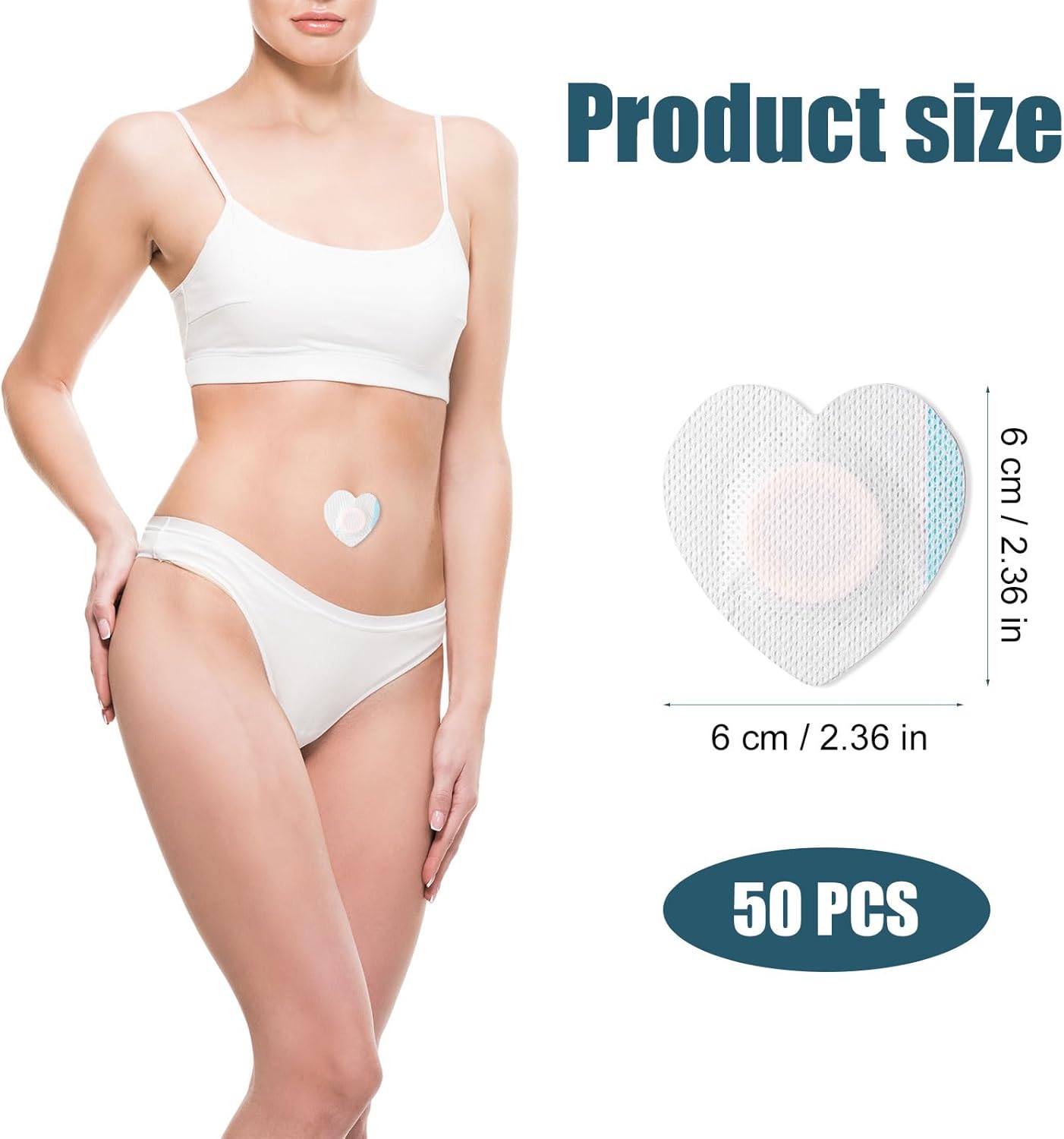 50pcs Castor Oil Wrap for Belly Button, Heart Shape Self-Adhesive & Highly Absorbent Castor Oil Wrap Pack for Belly Button Pad Patches Waterproof Disposable Cover Stickers (Oils Not Included)